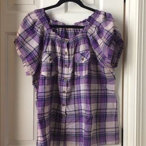 Blouse Purple & White